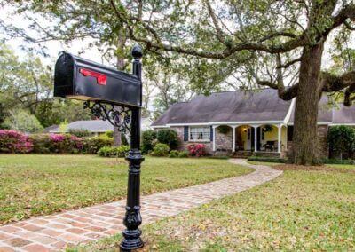 Black Steel Mailbox Post Model 79 Landscape